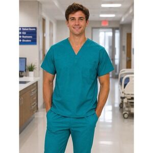 AMS American Scrubs Inc Scrub Top Unisex Size XS Teal